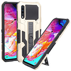 Coque Contour Silicone et Plastique Housse Etui Mat avec Support ZJ1 pour Samsung Galaxy A70S Or