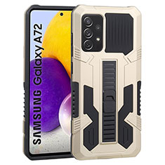 Coque Contour Silicone et Plastique Housse Etui Mat avec Support ZJ1 pour Samsung Galaxy A72 5G Or