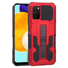 Coque Contour Silicone et Plastique Housse Etui Mat avec Support ZJ1 pour Samsung Galaxy F02S SM-E025F Rouge