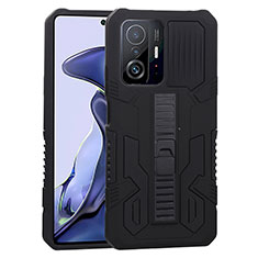 Coque Contour Silicone et Plastique Housse Etui Mat avec Support ZJ1 pour Xiaomi Mi 11T 5G Noir