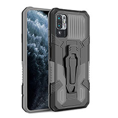 Coque Contour Silicone et Plastique Housse Etui Mat avec Support ZJ2 pour Xiaomi POCO M3 Pro 5G Gris