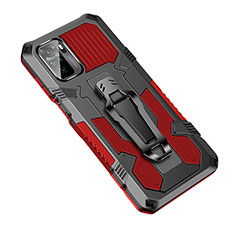 Coque Contour Silicone et Plastique Housse Etui Mat avec Support ZJ2 pour Xiaomi Poco M5S Rouge