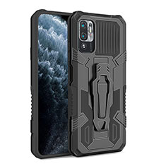 Coque Contour Silicone et Plastique Housse Etui Mat avec Support ZJ2 pour Xiaomi Redmi Note 10 5G Noir