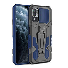 Coque Contour Silicone et Plastique Housse Etui Mat avec Support ZJ2 pour Xiaomi Redmi Note 10T 5G Bleu