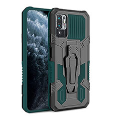 Coque Contour Silicone et Plastique Housse Etui Mat avec Support ZJ2 pour Xiaomi Redmi Note 10T 5G Vert