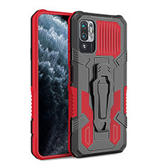 Coque Contour Silicone et Plastique Housse Etui Mat avec Support ZJ2 pour Xiaomi Redmi Note 11 SE 5G Rouge