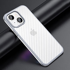 Coque Contour Silicone et Plastique Housse Etui Mat LD1 pour Apple iPhone 14 Argent