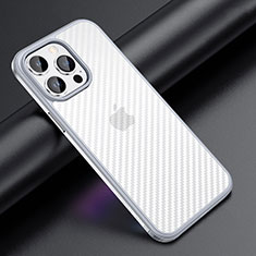 Coque Contour Silicone et Plastique Housse Etui Mat LD1 pour Apple iPhone 14 Pro Argent