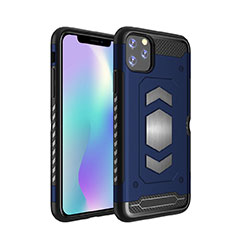 Coque Contour Silicone et Plastique Housse Etui Mat Magnetique Aimant pour Apple iPhone 11 Pro Bleu