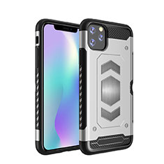 Coque Contour Silicone et Plastique Housse Etui Mat Magnetique Aimant pour Apple iPhone 11 Pro Max Argent