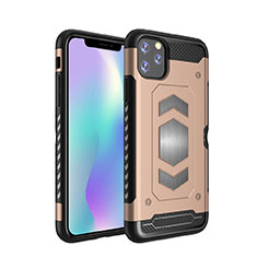 Coque Contour Silicone et Plastique Housse Etui Mat Magnetique Aimant pour Apple iPhone 11 Pro Max Or