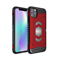 Coque Contour Silicone et Plastique Housse Etui Mat Magnetique Aimant pour Apple iPhone 11 Pro Max Rouge