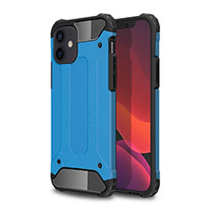 Coque Contour Silicone et Plastique Housse Etui Mat pour Apple iPhone 12 Mini Bleu Ciel