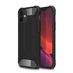 Coque Contour Silicone et Plastique Housse Etui Mat pour Apple iPhone 12 Mini Noir