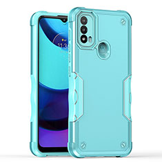 Coque Contour Silicone et Plastique Housse Etui Mat pour Motorola Moto E30 Cyan