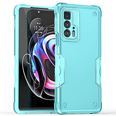 Coque Contour Silicone et Plastique Housse Etui Mat pour Motorola Moto Edge 20 Pro 5G Cyan