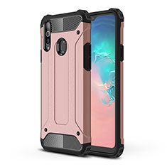 Coque Contour Silicone et Plastique Housse Etui Mat pour Samsung Galaxy A20s Or Rose