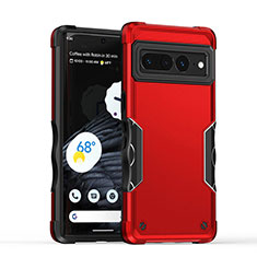 Coque Contour Silicone et Plastique Housse Etui Mat QW1 pour Google Pixel 7 Pro 5G Rouge