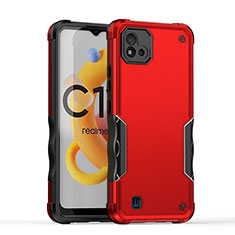 Coque Contour Silicone et Plastique Housse Etui Mat QW1 pour Realme C11 (2021) Rouge