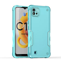 Coque Contour Silicone et Plastique Housse Etui Mat QW1 pour Realme C20 Bleu Clair