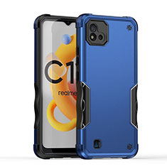 Coque Contour Silicone et Plastique Housse Etui Mat QW1 pour Realme C20A Bleu