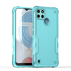 Coque Contour Silicone et Plastique Housse Etui Mat QW1 pour Realme C21Y Bleu Clair