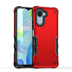 Coque Contour Silicone et Plastique Housse Etui Mat QW1 pour Realme C30 Rouge