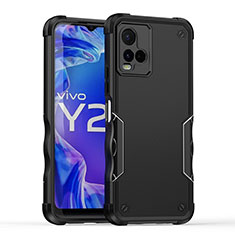 Coque Contour Silicone et Plastique Housse Etui Mat QW1 pour Vivo Y21 Noir