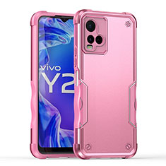 Coque Contour Silicone et Plastique Housse Etui Mat QW1 pour Vivo Y21e Rose