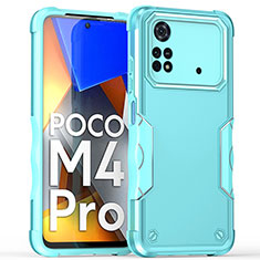 Coque Contour Silicone et Plastique Housse Etui Mat QW1 pour Xiaomi Poco M4 Pro 4G Bleu Clair