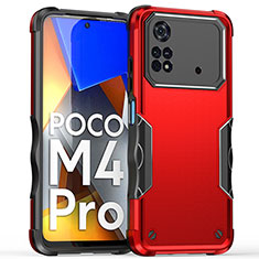 Coque Contour Silicone et Plastique Housse Etui Mat QW1 pour Xiaomi Poco M4 Pro 4G Rouge