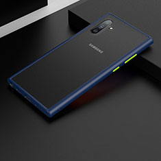 Coque Contour Silicone et Plastique Housse Etui Mat R01 pour Samsung Galaxy Note 10 5G Bleu