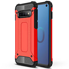 Coque Contour Silicone et Plastique Housse Etui Mat R01 pour Samsung Galaxy S10 Rouge