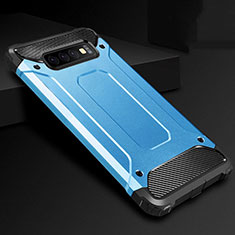 Coque Contour Silicone et Plastique Housse Etui Mat R02 pour Samsung Galaxy S10 Plus Bleu Ciel