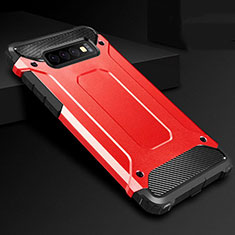 Coque Contour Silicone et Plastique Housse Etui Mat R02 pour Samsung Galaxy S10 Plus Rouge