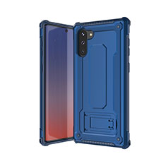 Coque Contour Silicone et Plastique Housse Etui Mat U01 pour Samsung Galaxy Note 10 Bleu