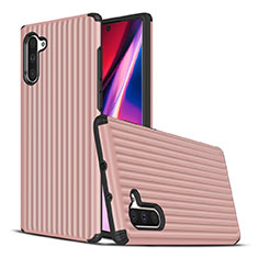 Coque Contour Silicone et Plastique Housse Etui Mat U02 pour Samsung Galaxy Note 10 Or Rose