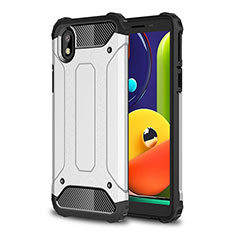 Coque Contour Silicone et Plastique Housse Etui Mat WL1 pour Samsung Galaxy A01 Core Argent