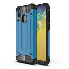 Coque Contour Silicone et Plastique Housse Etui Mat WL1 pour Samsung Galaxy A20e Bleu