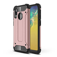 Coque Contour Silicone et Plastique Housse Etui Mat WL1 pour Samsung Galaxy A20e Or Rose