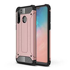 Coque Contour Silicone et Plastique Housse Etui Mat WL1 pour Samsung Galaxy A21 European Or Rose