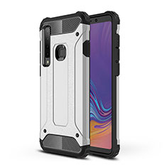 Coque Contour Silicone et Plastique Housse Etui Mat WL1 pour Samsung Galaxy A9 Star Pro Argent