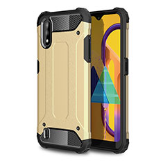 Coque Contour Silicone et Plastique Housse Etui Mat WL1 pour Samsung Galaxy M01 Or