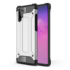 Coque Contour Silicone et Plastique Housse Etui Mat WL1 pour Samsung Galaxy Note 10 Plus 5G Argent