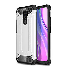 Coque Contour Silicone et Plastique Housse Etui Mat WL1 pour Xiaomi Redmi 9 Prime India Argent