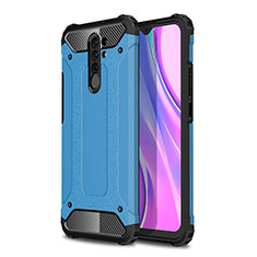 Coque Contour Silicone et Plastique Housse Etui Mat WL1 pour Xiaomi Redmi 9 Prime India Bleu