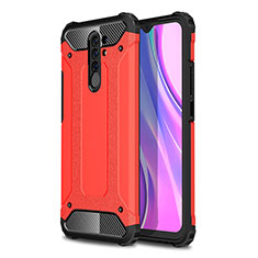 Coque Contour Silicone et Plastique Housse Etui Mat WL1 pour Xiaomi Redmi 9 Prime India Rouge