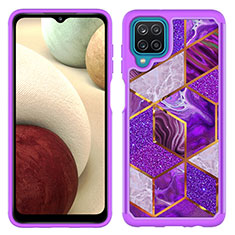 Coque Contour Silicone et Plastique Housse Etui Protection Integrale 360 Degres JX1 pour Samsung Galaxy A12 Nacho Violet