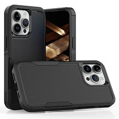 Coque Contour Silicone et Plastique Housse Etui Protection Integrale 360 Degres MQ1 pour Apple iPhone 14 Pro Max Noir
