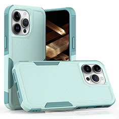 Coque Contour Silicone et Plastique Housse Etui Protection Integrale 360 Degres MQ1 pour Apple iPhone 15 Pro Cyan